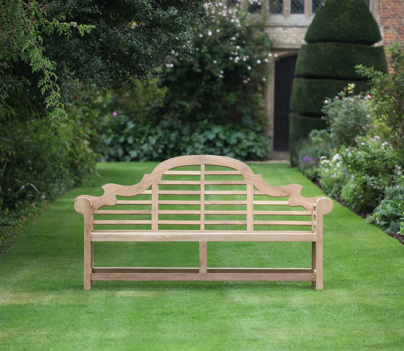 teak lutyens bench ex display garden furniture clearance from royal finesse