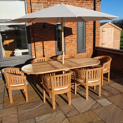 Teak Garden set 180-240cm Teak Extending Oval Table with 6 teak San Francisco Chairs