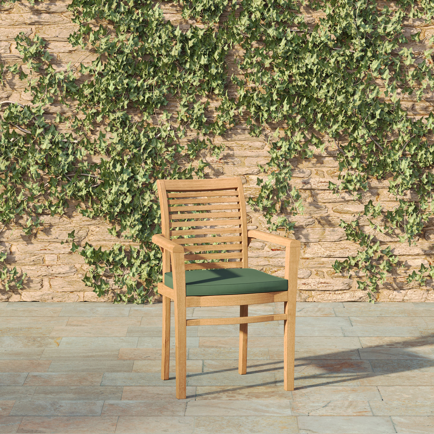 4 x Oxford Teak Stacking Chair and Cushion.