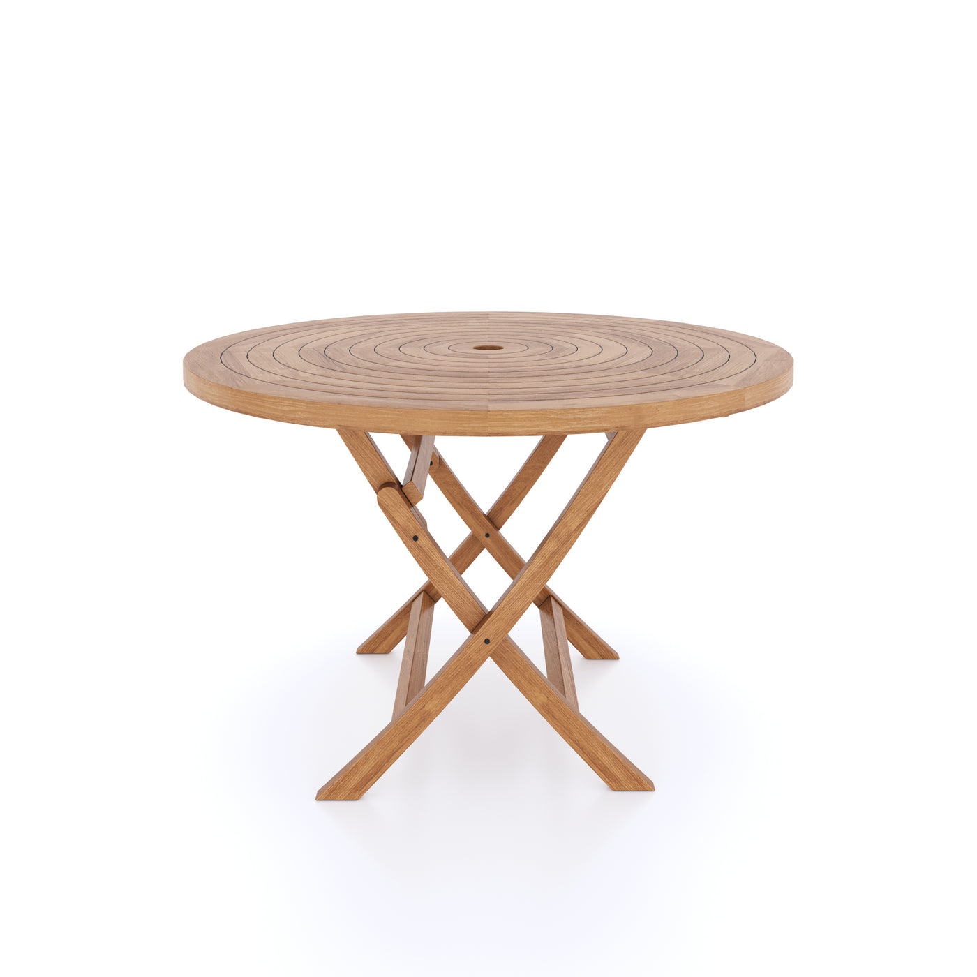 Ex Display Teak Spiral 120cm Round Folding Table - EX-120SUNSHINE-NR121