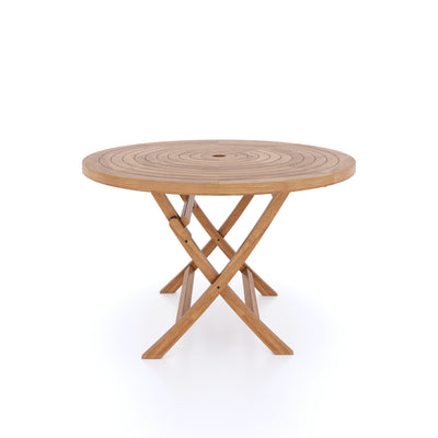 Teak Spiral 120cm Round Folding Table