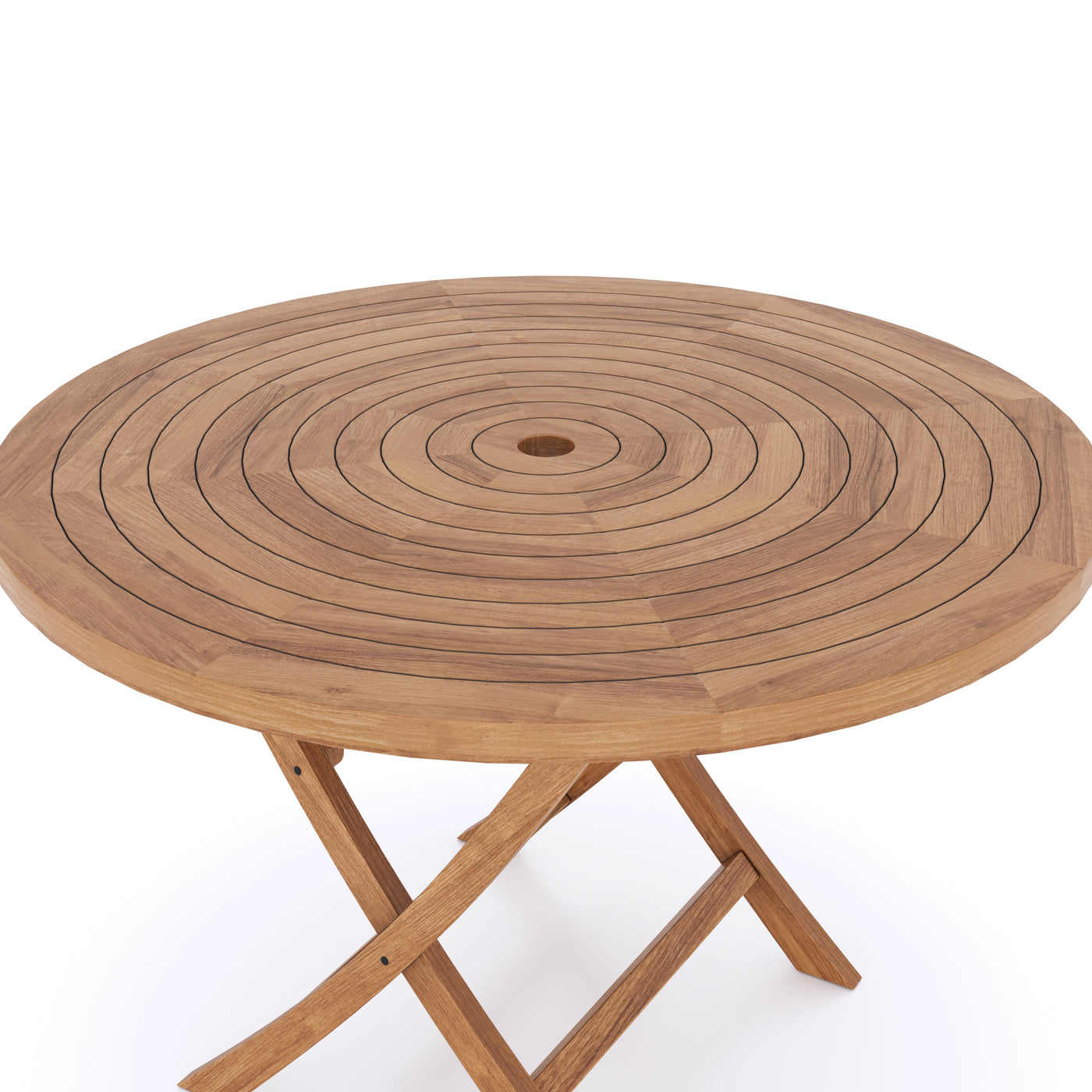 Ex Display Teak Spiral 120cm Round Folding Table - EX-120SUNSHINE-NR121