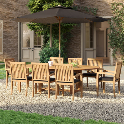 Extra Thick 4cm Top Teak 180-240cm Oval Extending Table with 8 Henley Stacking Chairs