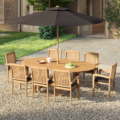 Teak outdoor furniture set highlighting the elegant design and spacious seating
