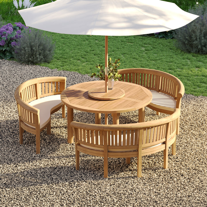 Bench Round Wooden Garden Table Set Aberdeen Round Picnic Table