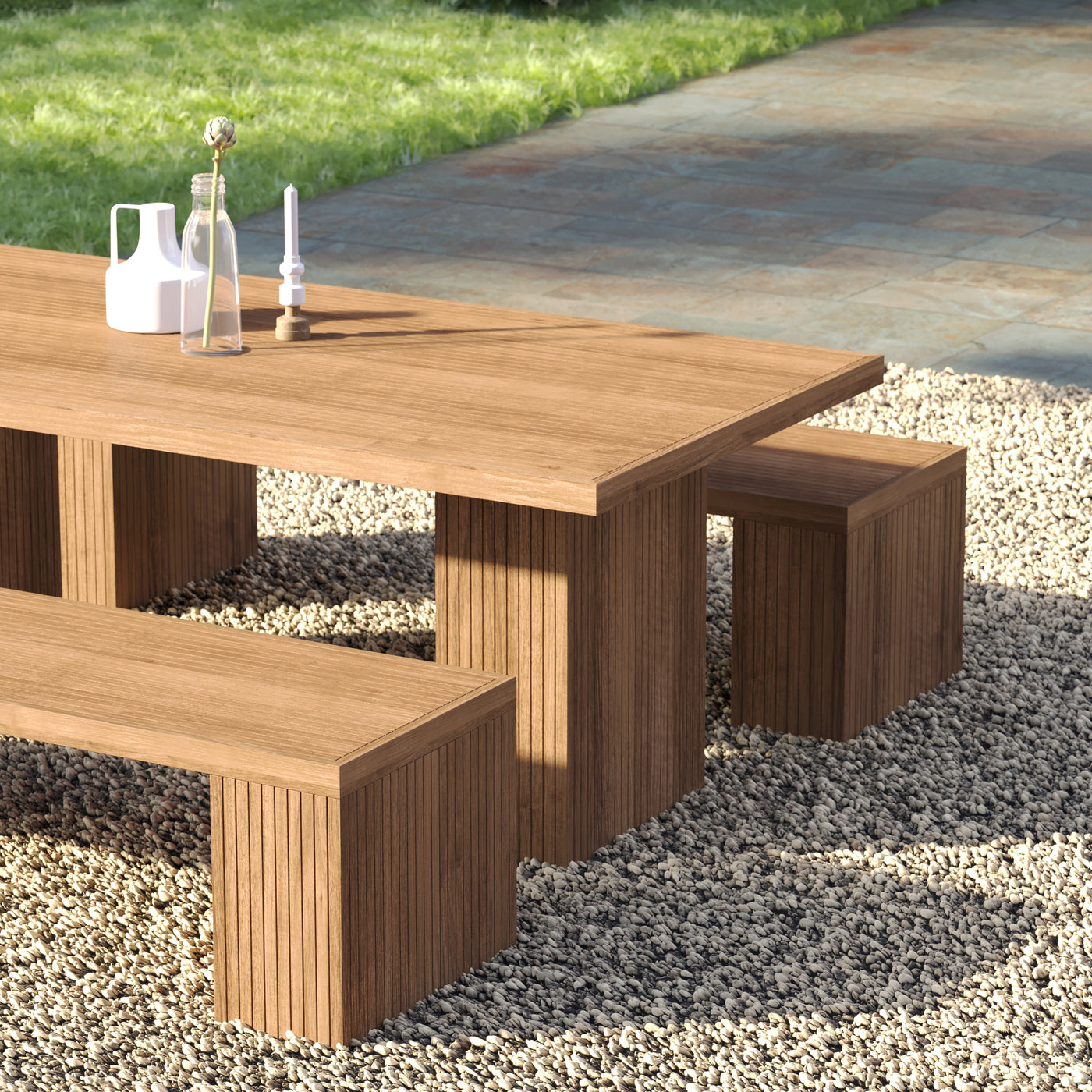 Belgravia Teak Dining Table with 2 Benches