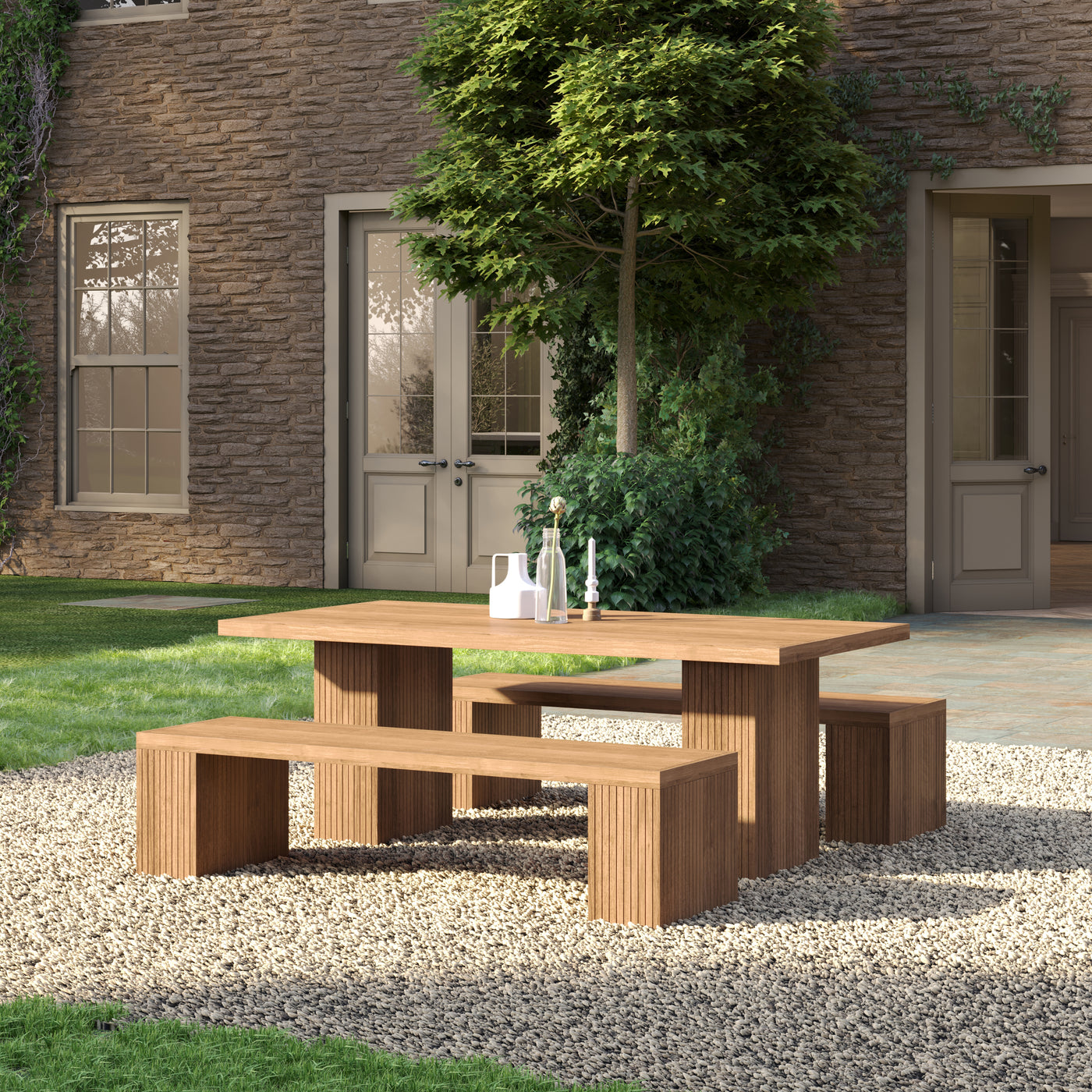 Belgravia Teak Dining Table with 2 Benches