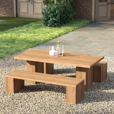 Belgravia Teak Dining Table with 2 Benches