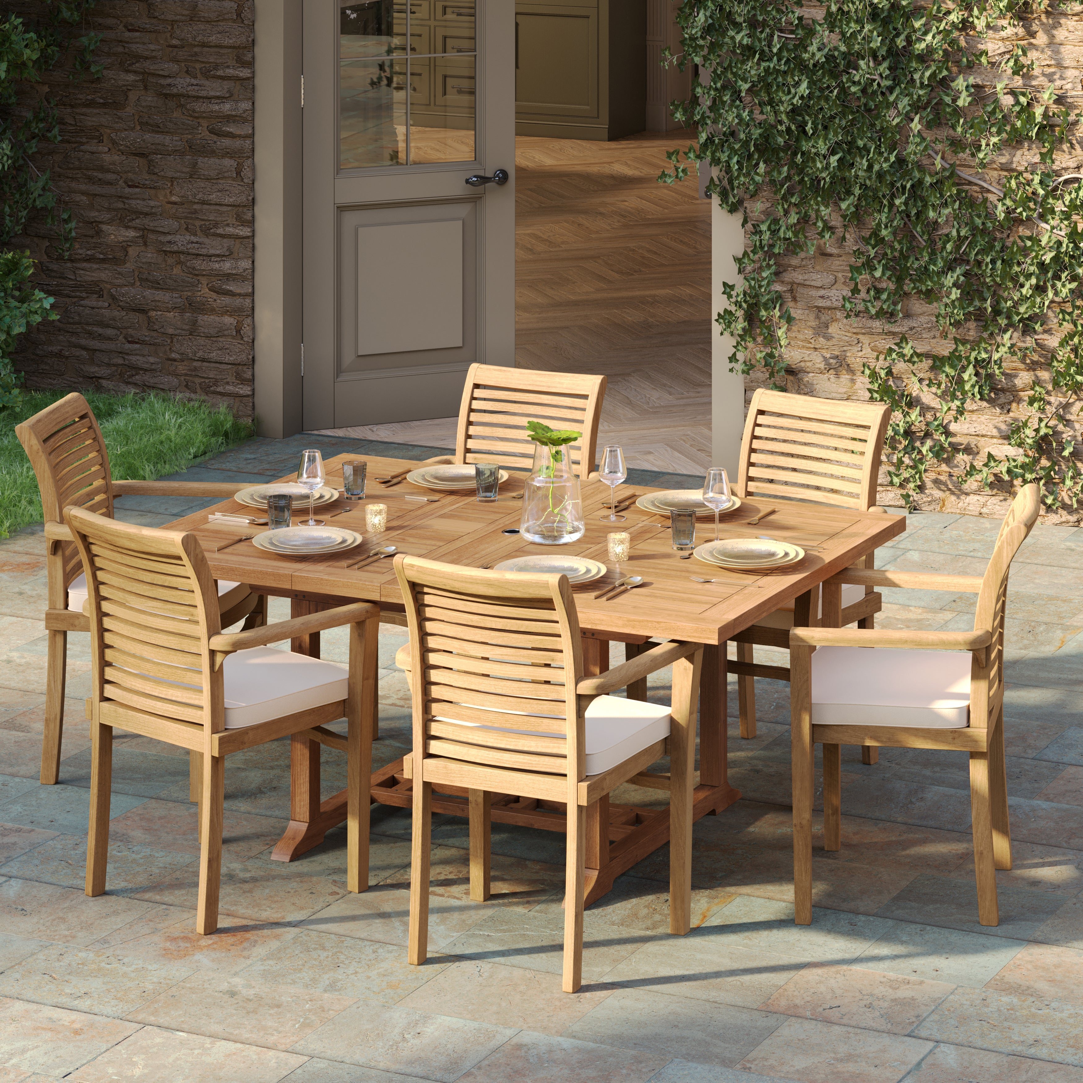 rustic teak set of chairs