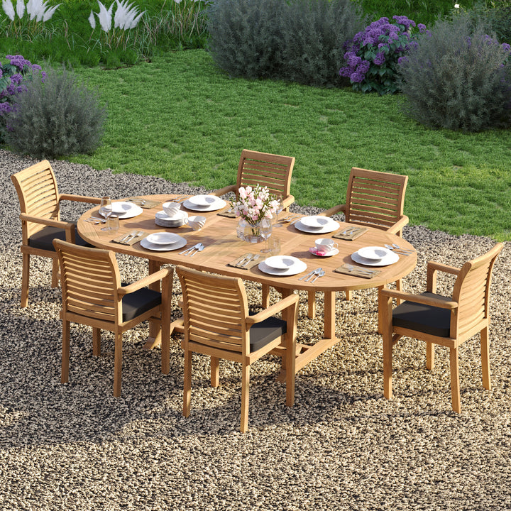 Teak Garden Furniture Set, Double Leaf, 4cm Top, Double Leaf 180-240cm