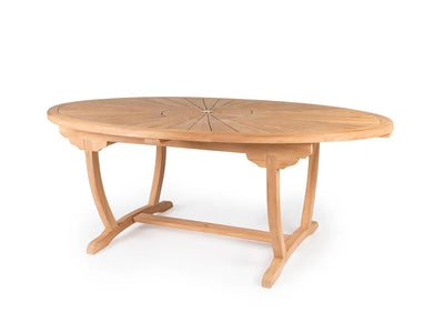 Ex-Display Sunburst Oval Table 200x120cm 4cm Top Curved Legs